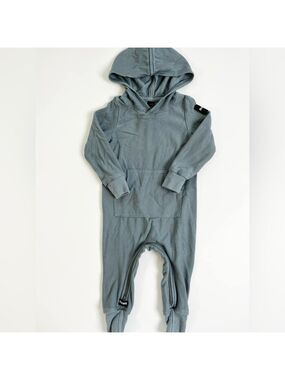 Rowe Blue Jumpsuit with Hood, Long Sleeves, & Zipper Crotch